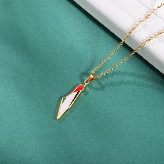 Gouden Palestina ketting - Hanger met Palestijnse Vlag 50cm