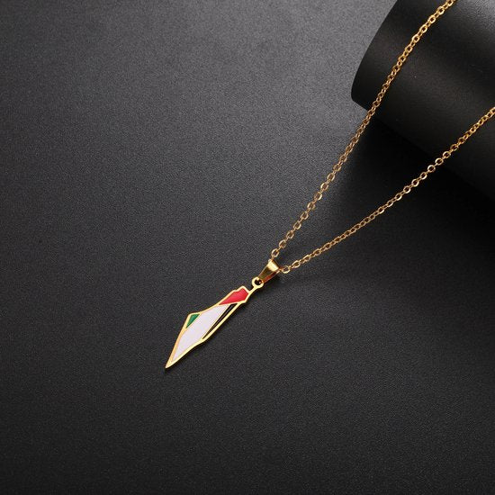 Gouden Palestina ketting - Hanger met Palestijnse Vlag 50cm