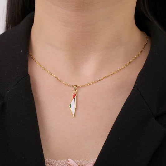 Gouden Palestina ketting - Hanger met Palestijnse Vlag 50cm